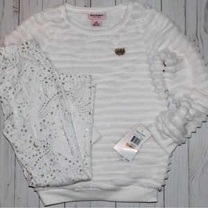Juicy Couture Girl White Plush Crew with leggings